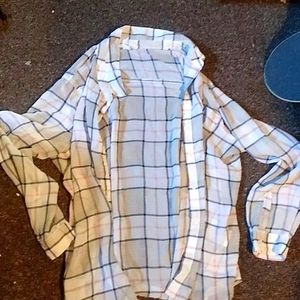 Plaid sheer button down